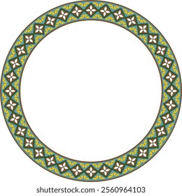 Vector colored round classic renaissance ornament. Circle, ring, european border, revival style frame
