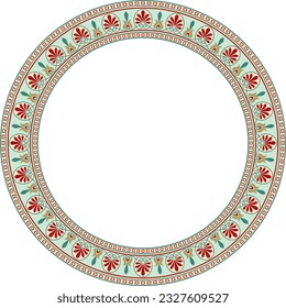 Vector colored round classical Greek ornament. European ornament. Border, frame, circle, ring Ancient Greece, Roman Empire.
