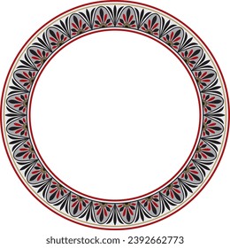 Vector colored round classical Greek meander ornament. Pattern, circle of Ancient Greece. Border, frame, ring of the Roman Empire.
