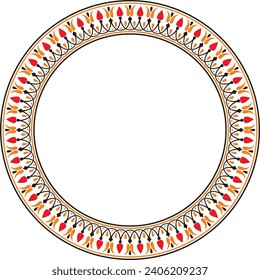 Vector colored round classical Greek meander ornament. Pattern, circle of Ancient Greece. Border, frame, ring of the Roman Empire.

