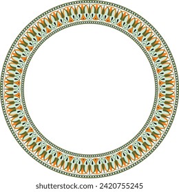Vector colored round classical Greek meander ornament. Pattern, circle of Ancient Greece. Border, frame, ring of the Roman Empire.
