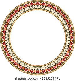 Vector colored round classical Greek meander ornament. Pattern, circle of Ancient Greece. Border, frame, ring of the Roman Empire.
