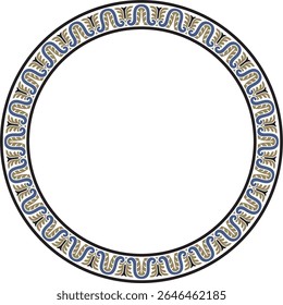 Vetor colorido ornamento clássico redondo da era renascentista. Círculo, borda europeia em anel, quadro de estilo de recuperação.
