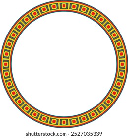 Vector colored round Egyptian ornament. Circle, frame, ring of ancient Egypt.Pattern of lotus flowers and sun