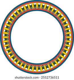 Vector colored round Egyptian ornament. Circle, frame, ring of ancient Egypt.Pattern of lotus flowers and sun