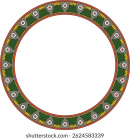 Vector colored round Egyptian ornament. Circle, frame, ring of ancient Egypt.Pattern of lotus flowers and sun