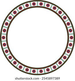 Vector colored round gothic ornament. Medieval European circle, ring, border. Classic pattern of the Germans, Angles, Saxons, Franks.
