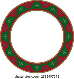 Vector colored round gothic ornament. Medieval European circle, ring, border. Classic pattern of the Germans, Angles, Saxons, Franks.
