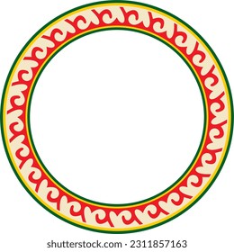 Vector colored round Kazakh national ornament. Ethnic pattern of the peoples of the Great Steppe, Mongols, Kyrgyz, Kalmyks, 
Buryats. circle, frame border.