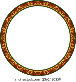 Vector colored round Kazakh national ornament. Ethnic pattern of the peoples of the Great Steppe, Mongols, Kyrgyz, Kalmyks, 
Buryats. circle, frame border.