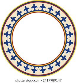 Vector colored round Kazakh national ornament. Ethnic pattern of the peoples of the Great Steppe, Mongols, Kyrgyz, Kalmyks, 
Buryats. circle, frame border.