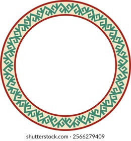 Vector colored round Kazakh national ornament. Ethnic pattern of the peoples of the Great Steppe, Mongols, Kyrgyz, Kalmyks, 
Buryats. circle, frame border.