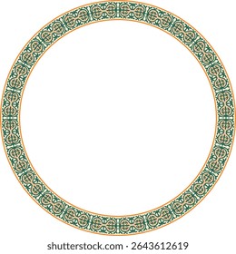 Vector colored round Kazakh national ornament. Ethnic pattern of the peoples of the Great Steppe, Mongols, Kyrgyz, Kalmyks, 
Buryats. circle, frame border.