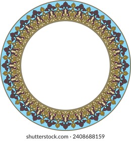 Vektorfarbene runde orientalische Ornamente. Arabischer gemusterter Kreis aus Iran, Irak, Türkei, Syrien. Persischer Rahmen, Grenze.