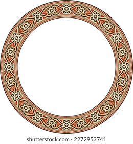 Vector colored round ornament ring of ancient Greece. Classic pattern frame border Roman Empire.
