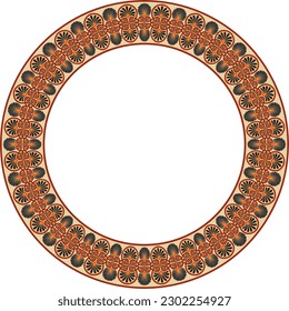 Vector colored round ornament ring of ancient Greece. Classic pattern frame border Roman Empire.

