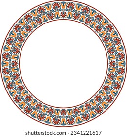 Vector colored round ornament ring of ancient Greece. Classic pattern frame border Roman Empire.
