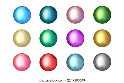 Vector colored round stones with texture. Natural gemstones illustration eps10