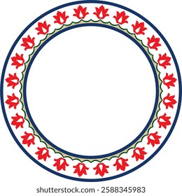 Vector colored round Turkish national ornament. Ottoman border, frame. Ethnic floral circle, ring, Seljuk Turks pattern. Decoration of the Sultan's palaces.

