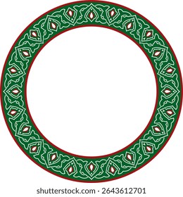 Vector colored round Turkish national ornament. Ottoman border, frame. Ethnic floral circle, ring, Seljuk Turks pattern. Decoration of the Sultan's palaces.
