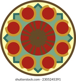 Ornamento turco redondo de color vectorial. Interminable círculo nacional otomano.
