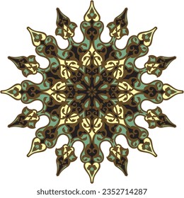 Vector colored round Turkish ornament. Endless Ottoman national circle.