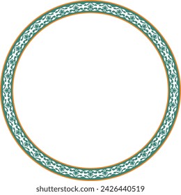 Vector colored round Turkish ornament. Ottoman circle, ring, frame.