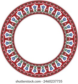 Vector colored round Turkish ornament. Ottoman circle, ring, frame. Muslim pattern for stained glass.