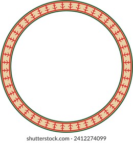 Vector colored round Yakut ornament. Endless circle, border, frame of the northern peoples of the Far East.