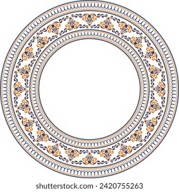 Vector colored round Yakut ornament. Endless circle, border, frame of the northern peoples of the Far East.