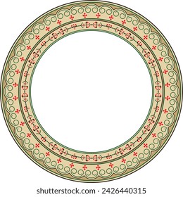 Vector colored round Yakut ornament. Endless circle, border, frame of the northern peoples of the Far East.