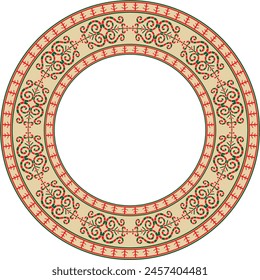 Vector colored round Yakut ornament. Endless circle, border, frame of the northern peoples of the Far East.