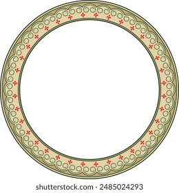 Vector colored round Yakut ornament. Endless circle, border, frame of the northern peoples of the Far East.