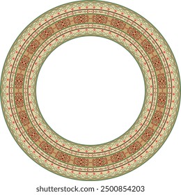 Vector colored round Yakut ornament. Endless circle, border, frame of the northern peoples of the Far East.