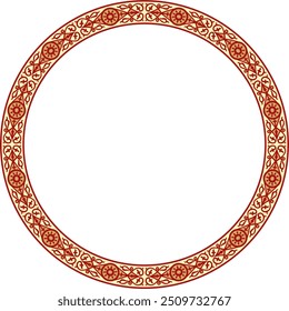 Vector colored round Yakut ornament. Endless circle, border, frame of the northern peoples of the Far East.