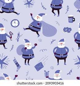 Vector Colored Santa and Christmas Elements Illustration.