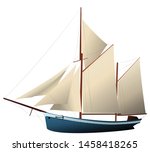 Vector colored Schooner sailing ship illustration