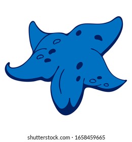 Vector colored sea star llustration on white background. Doodle sketch cartoon underwater worlds isolated object for panorama, print, shirt, kid, baby, swimming pool, game, app and stickers.