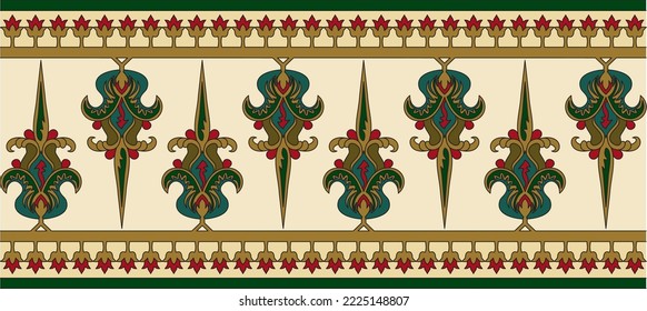 Vector colored seamless byzantine ornament. Endless Border, frame of ancient Greece and Eastern Roman Empire. Decoration of the Russian Orthodox Church.
