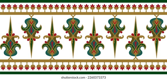 Vector colored seamless byzantine ornament. Endless Border, frame of ancient Greece and Eastern Roman Empire. Decoration of the Russian Orthodox Church.
