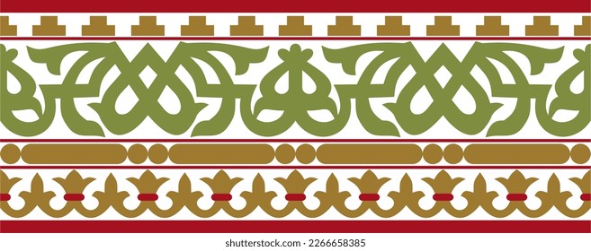 Vector colored seamless classical byzantine ornament. Endless border, Ancient Greece, Eastern Roman Empire frame. Decoration of the Russian Orthodox Church.
