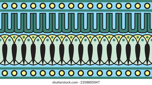 Vector colored seamless classical Greek meander ornament. Pattern of ancient Greece. Border, frame of the Roman Empire.
