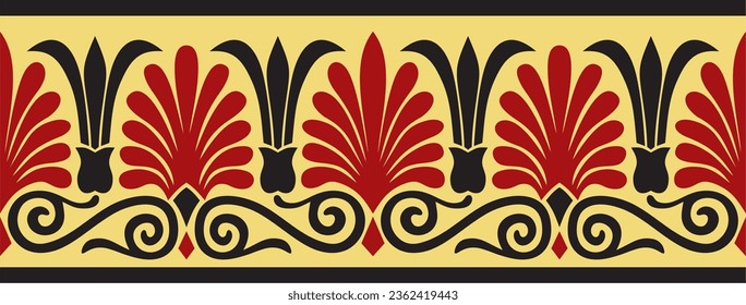 Vector colored seamless classical Greek ornament. Endless European pattern. Border, frame Ancient Greece, Roman Empire.
