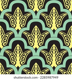Vector colored seamless oriental national ornament, background. Endless ethnic floral pattern of Arab peoples. Persian painting.