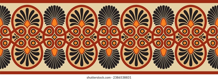 Vector colored seamless ornament of ancient Greece. Classic Endless pattern frame border Roman Empire.