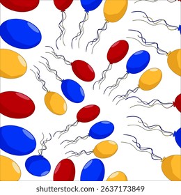 Vector colored seamless pattern hand drawn festive balloons of different colors