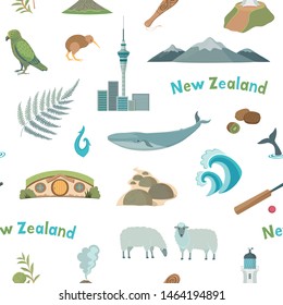 Vector colored seamless pattern New Zealand