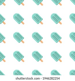 Vector colored seamless repeating simple pattern with hand-drawn ice-cream on a white background