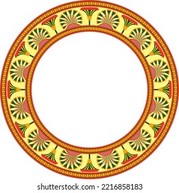 
Vector colored seamless round Egyptian ornament. Infinite circle, ring, border, Ancient Egypt frame.