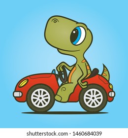 Vector colored sign sticker baby dinosaur with text boy.